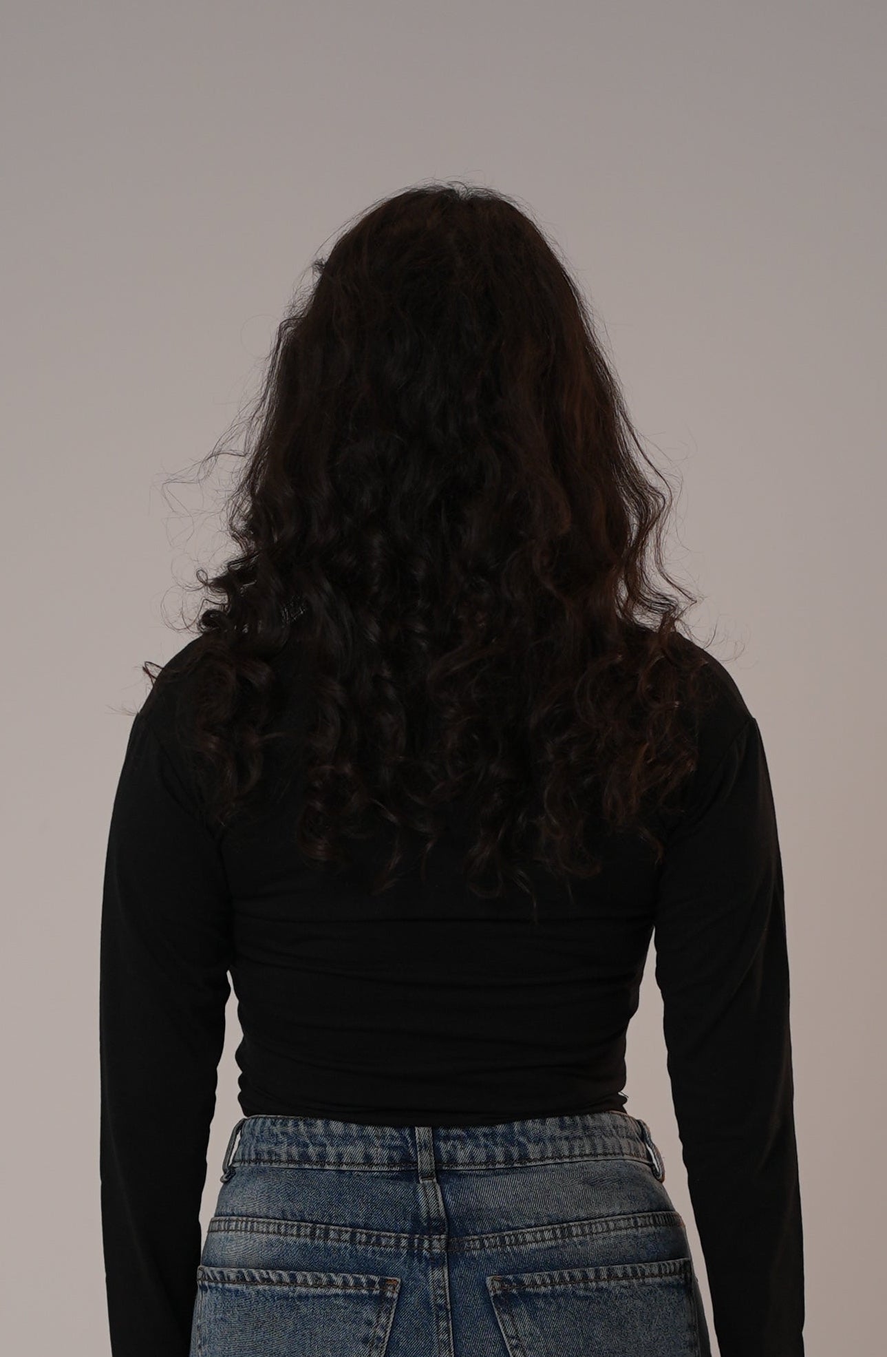 Cotton Black Square Neck Long-Sleeve