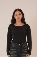 Black Wide Neck Long Sleeve