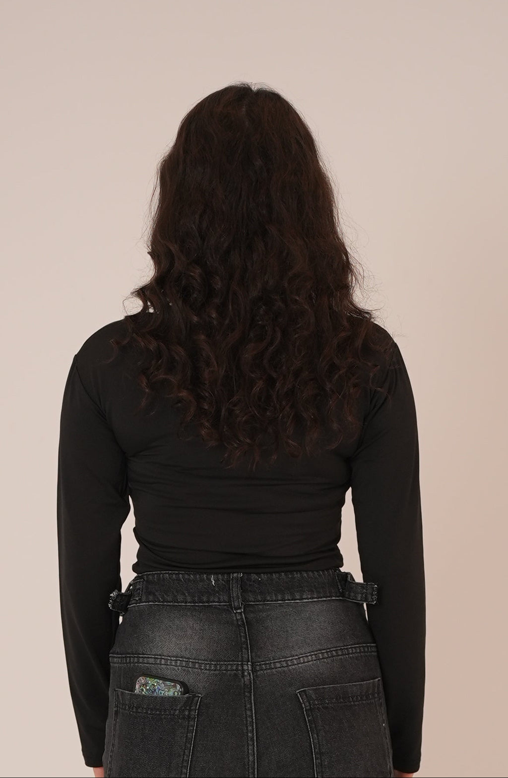 Black Wide Neck Long Sleeve